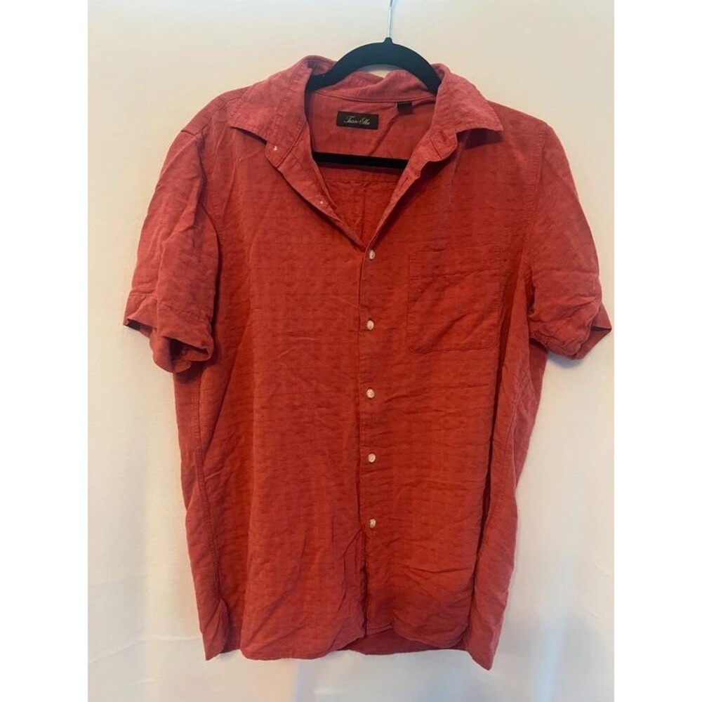 Tasso Elba Rust Orange Textured Shirt – Silk/Rayon Blend – Size M